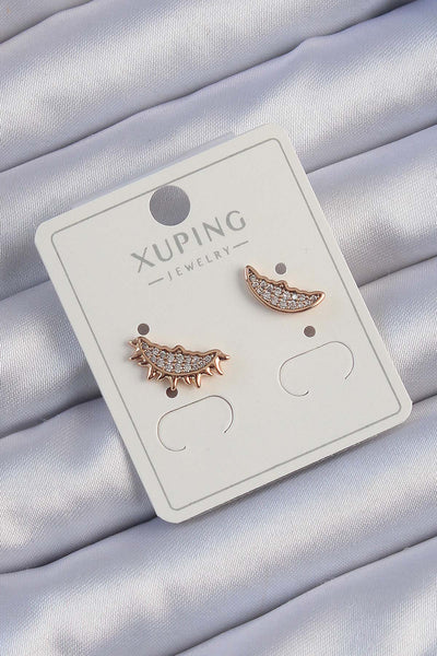 Xuping Rose Renk Zirkon Taşlı Ay ve Güneş Tasarımlı Küpe TG27BKP9429