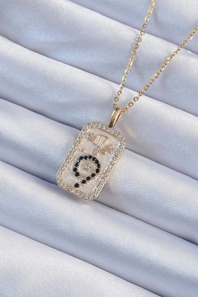 316L Çelik Zincir Altın Renk Zirkon Taşlı Minimal Papatya Figürlü Tarot Kolye TG27BKO9223