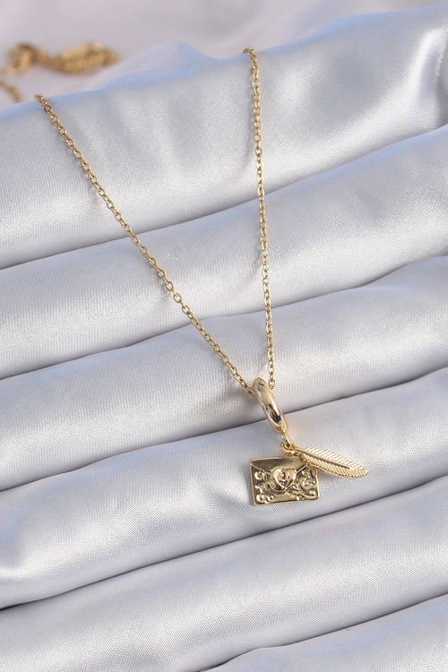 316L Çelik Gold Renk Kalp Detay Mektup Figür Charm Model Kadın Kolye TG27BKO9314 - görsel 2