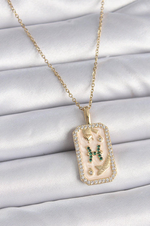 316L Çelik Gold Renk Zincir Balık Burcu Zirkon Taşlı Kadın Kolye TG27BKO9463
