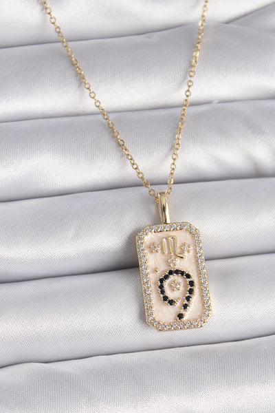 316L Çelik Gold Renk Zincir Akrep Burcu Zirkon Taşlı Kadın Kolye TG27BKO9465