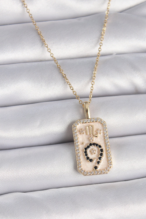 316L Çelik Gold Renk Zincir Akrep Burcu Zirkon Taşlı Kadın Kolye TG27BKO9465