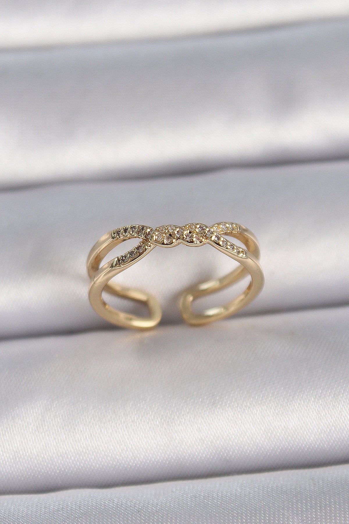 Pirinç Gold Renk Ayarlanabilir Zirkon Taşlı Sarmal Model Kadın Yüzük TG27BYK3400 - Çok Renkli / Standart