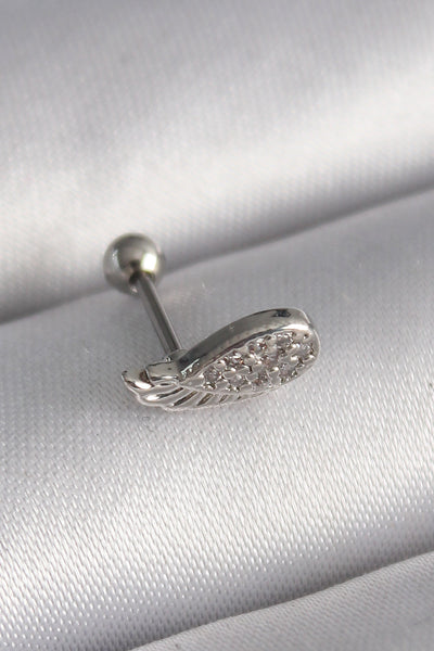 316L Çelik Gümüş Renk Zirkon Taşlı Kanat Tragus Piercing TG27PR1269