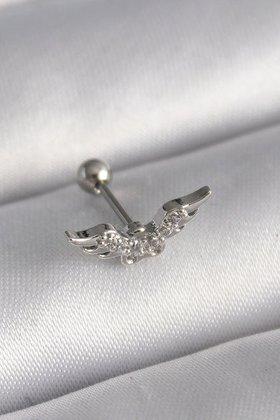 316L Çelik Gümüş Renk Zirkon Taş Detay Kanat Model Tragus Piercing TG27PR1291