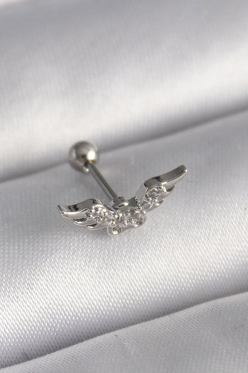 316L Çelik Gümüş Renk Zirkon Taş Detay Kanat Model Tragus Piercing TG27PR1291