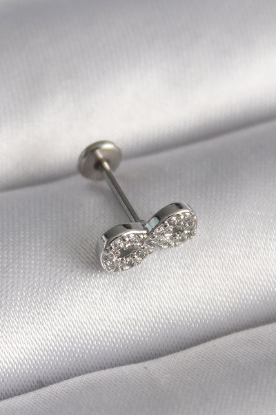 316L Çelik Gümüş Renk Zirkon Taşlı Sonsuzluk Model Tragus Piercing TG27PR1345