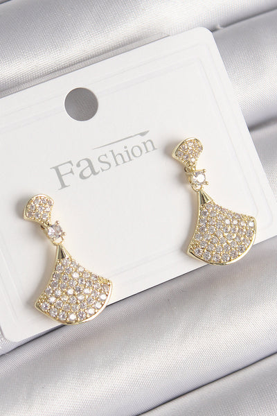Pirinç Gold Renk Zirkon Taşlı Motif Model Kadın Küpe TG27BKP9778