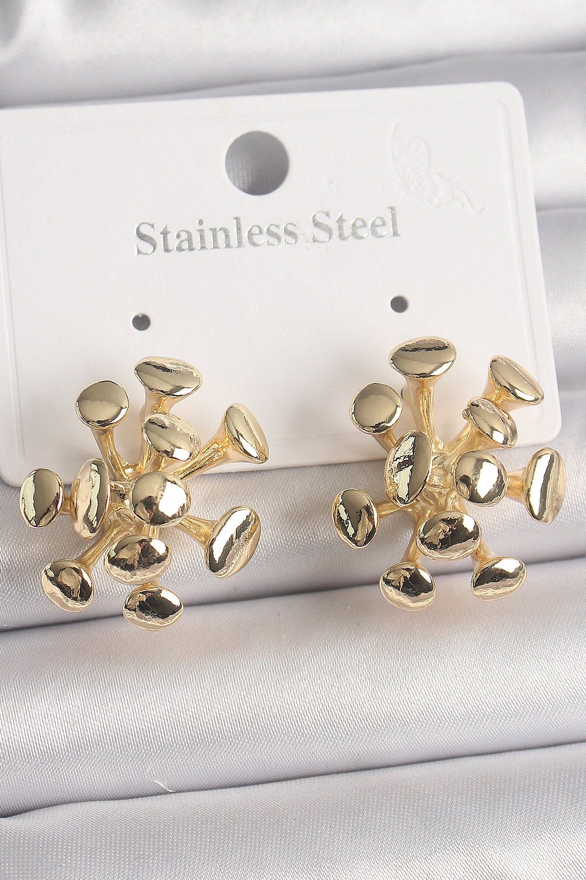 Pirinç Gold Renk Virüs Figür Model Kadın Küpe TG27BKP10070 - Çok Renkli / Standart