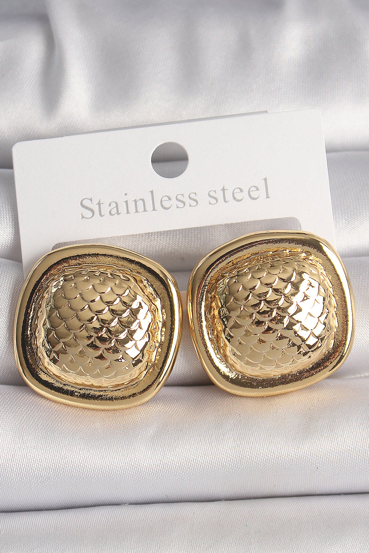 Pirinç Gold Renk İşlemeli Kare Model Kadın Küpe TG27BKP10149 - Çok Renkli / Standart