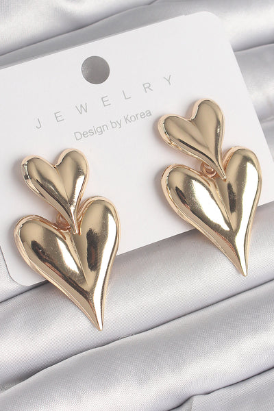 Pirinç Gold Renk Sallantı Kalp Model Kadın Küpe TG27BKP10233