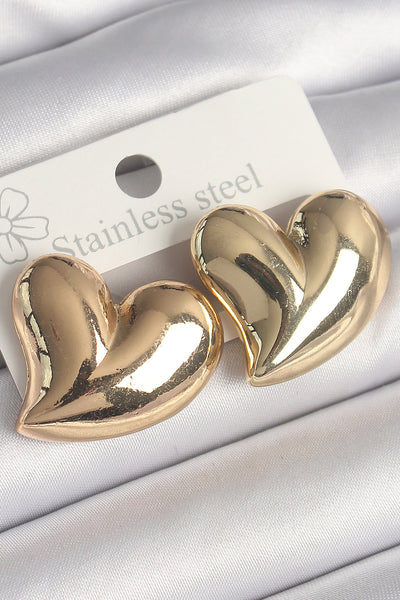 Pirinç Gold Renk Bomba Kalp Model Kadın Küpe TG27BKP10236