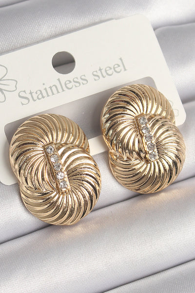 Pirinç Gold Renk Zirkon Taşlı Sarmal Model Kadın Küpe TG27BKP10241