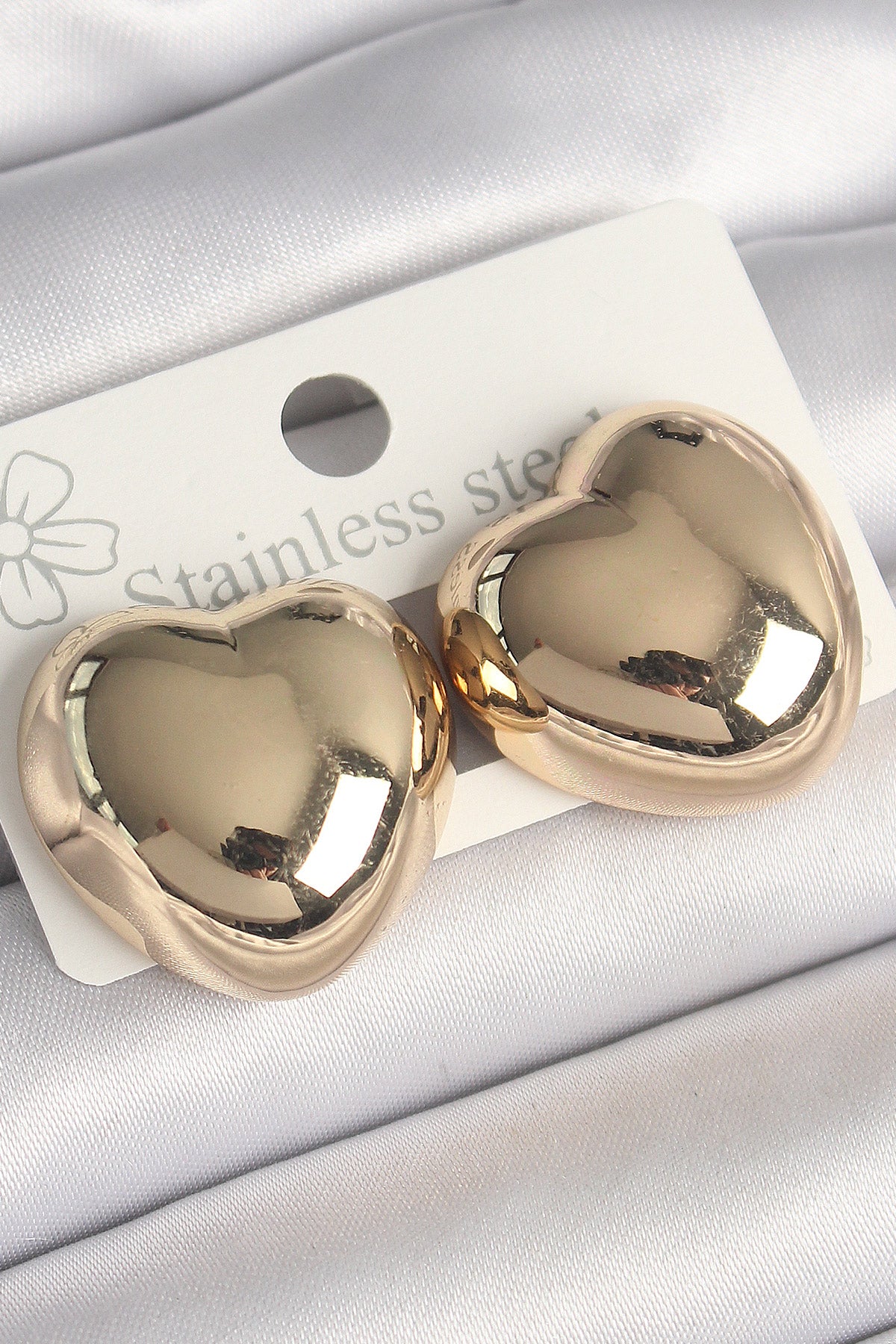 Pirinç Gold Renk Bombe Kalp Model Kadın Küpe TG27BKP10248 - Çok Renkli / Standart
