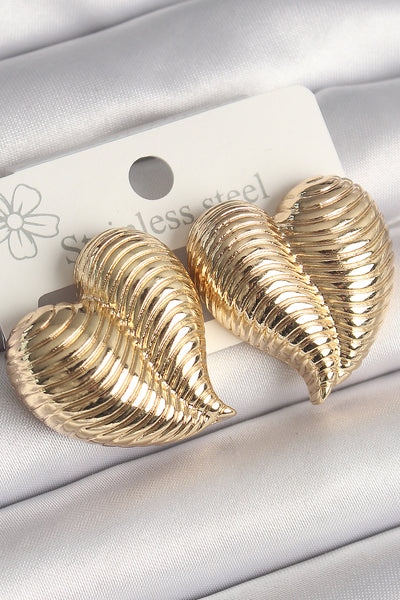 Pirinç Gold Renk İşlemeli Bomba Kalp Model Kadın Küpe TG27BKP10260