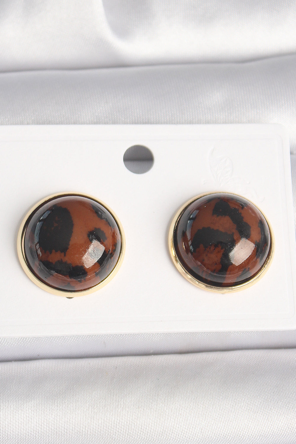 Pirinç Gold Renk 3D Daire Leopar Model Kadın Küpe TG27BKP10347
