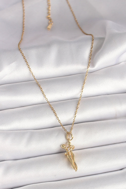 316L Çelik Gold Renk Zincir Sarılma Model Kadın Kolye TG27BKO9976 - görsel 2