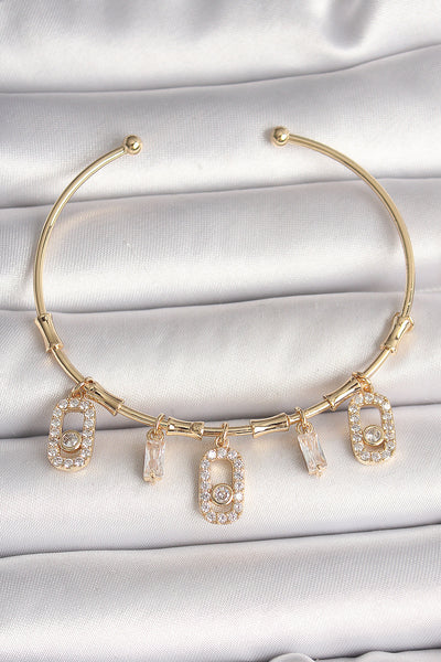 Pirinç Gold Renk Sallantı Zirkon Taşlı Messika Figür Charm Kadın Bileklik TG27BB6893