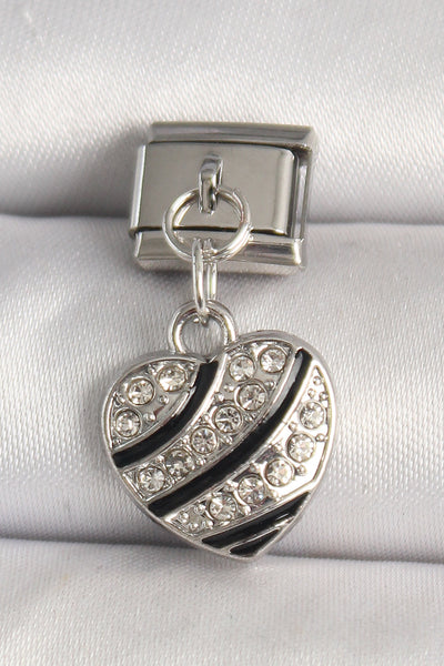 316L Çelik Gümüş Renk Zirkon Taşlı Kalp Model Nomination Charm TG27BC1316