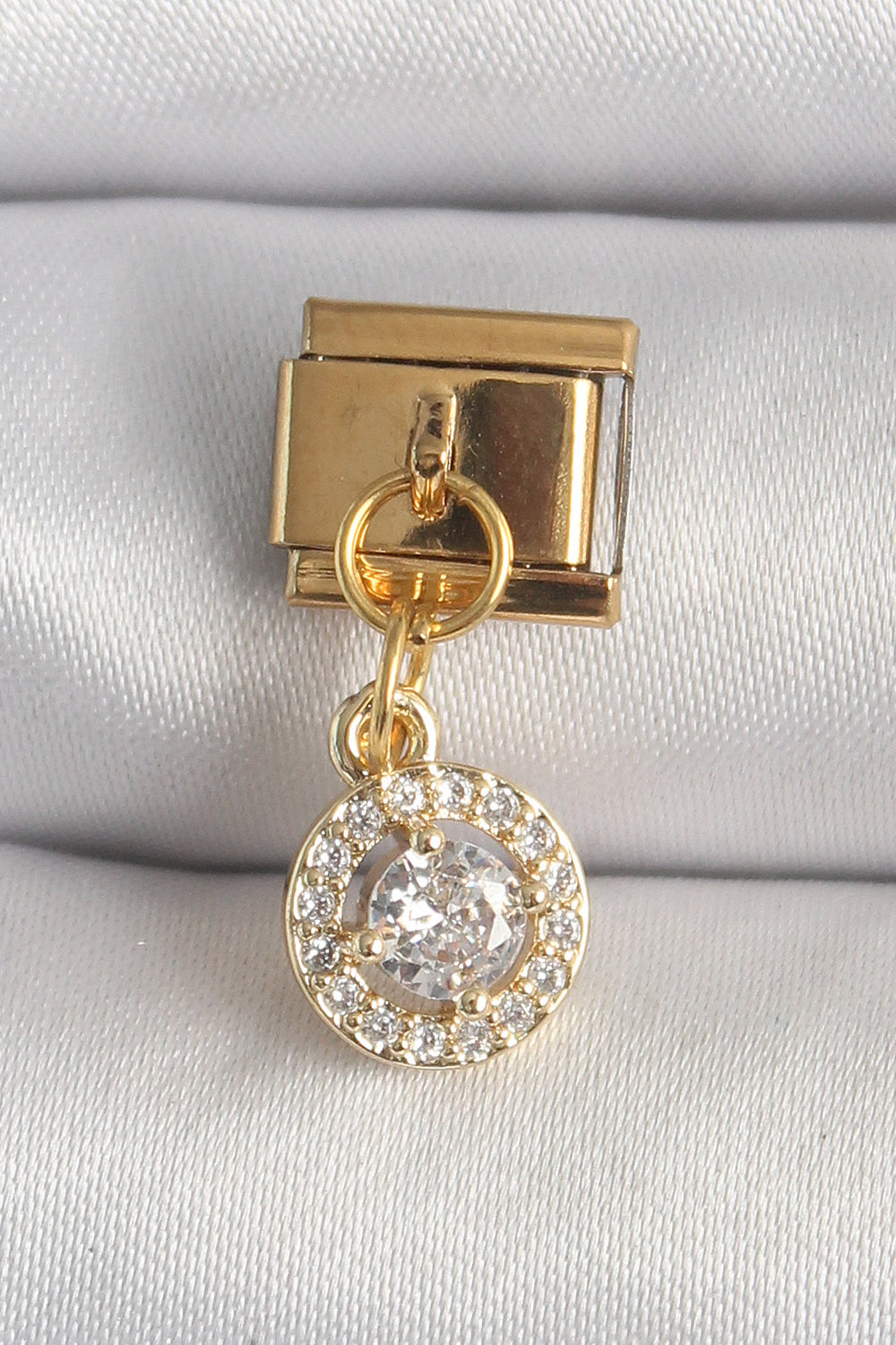 316L Çelik Gold Renk Sallantı Daire Zirkon Taşlı Nomination Charm TG27BC1342