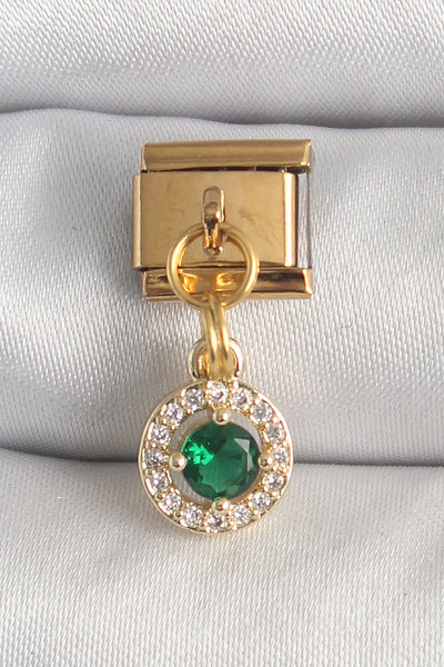 316L Çelik Gold Renk Sallantı Yeşil Zirkon Taşlı Nomination Charm TG27BC1344