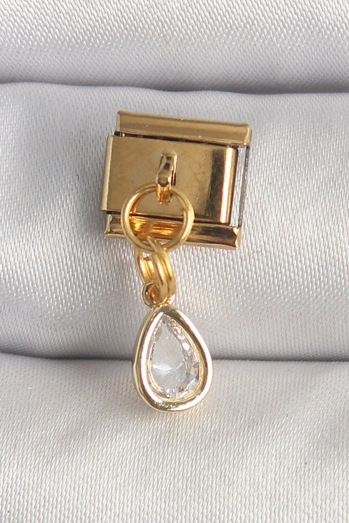 316L Çelik Gold Renk Sallantı Damla Zirkon Taşlı Nomination Charm TG27BC1354