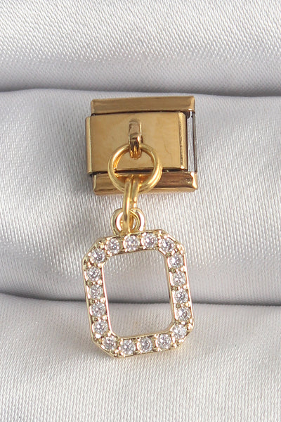 316L Çelik Gold Renk Sallantı Kare Zirkon Taşlı Nomination Charm TG27BC1350