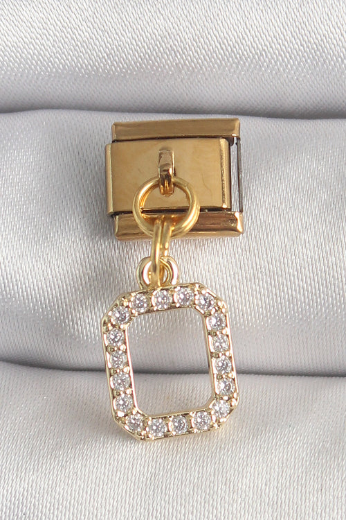 316L Çelik Gold Renk Sallantı Kare Zirkon Taşlı Nomination Charm TG27BC1350
