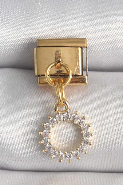 316L Çelik Gold Renk Zirkon Taşlı Sallantı Güneş Model Nomination Charm TG27BC1353