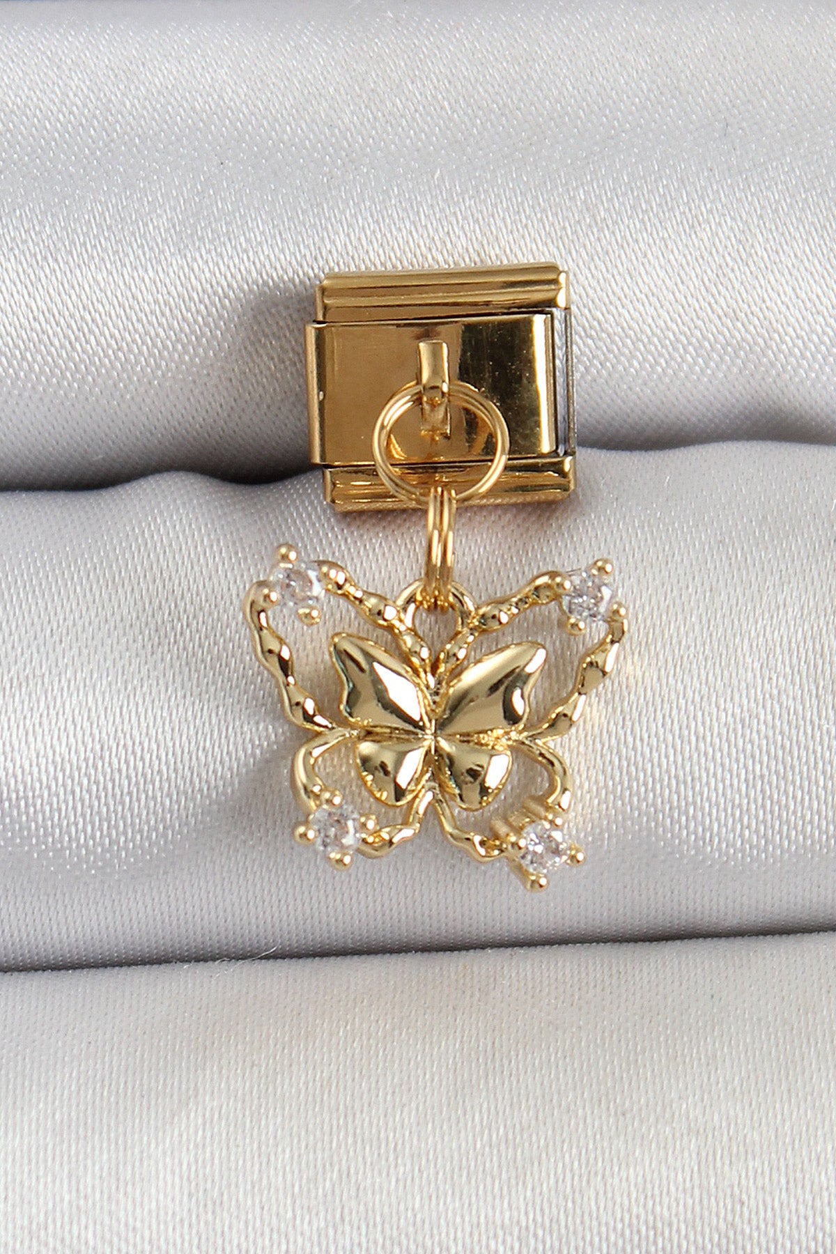 316L Çelik Sallantılı Zirkon Taşlı Kelebek Model Gold Renk Nomination Charm TG27BC1414 - Çok Renkli / Standart