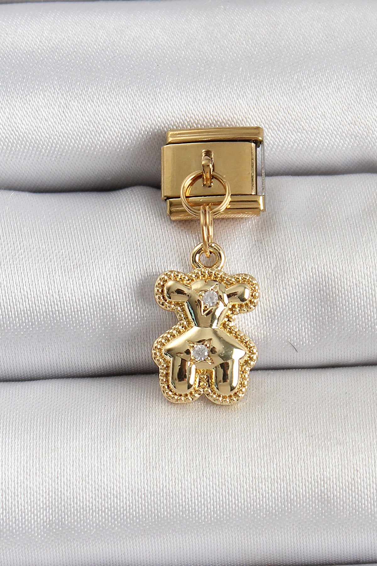 316L Çelik Sallantılı Zirkon Taşlı Ayıcık Model Gold Renk Nomination Charm TG27BC1432 - Çok Renkli / Standart