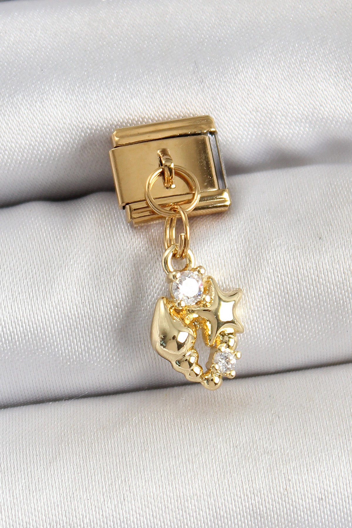 316L Çelik Sallantılı Zirkon Taşlı Deniz Kabuğu Ve Yıldız Model Gold Renk Nomination Charm TG27BC1436 - Çok Renkli / Standart