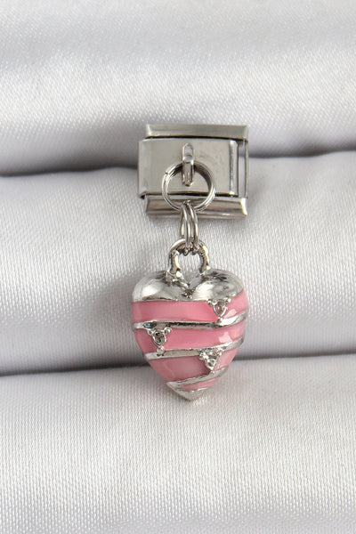 316L Çelik Gümüş Renk Pembe Kalp Model Nomination Charm TG27BC1495