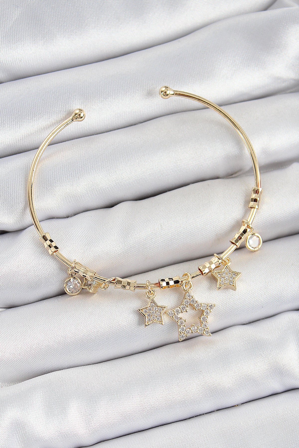 Pirinç Zirkon Taşlı Yıldız Model Gold Renk Charm Bileklik TG27BB7352 - Çok Renkli / Standart