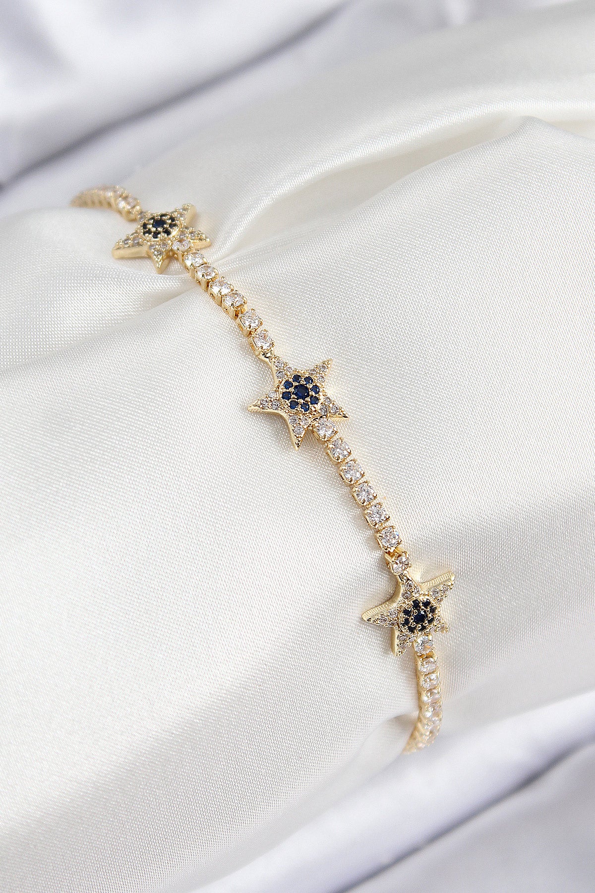 Pirinç Zirkon Taşlı Yıldız Model Gold Renk Kadın Bileklik TG27BB7899 - Standart / Standart