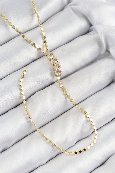 Pirinç Zirkon Taşlı Ezme Zincirli Model Gold Renk Y Kolye TG27BKO10465