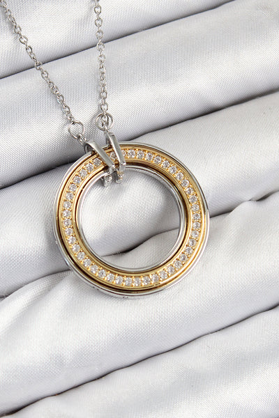 316L Çelik Zirkon Taşlı Dönen Daire Model Gold Ve Gümüş Renk Kadın Kolye TG27BKO10479