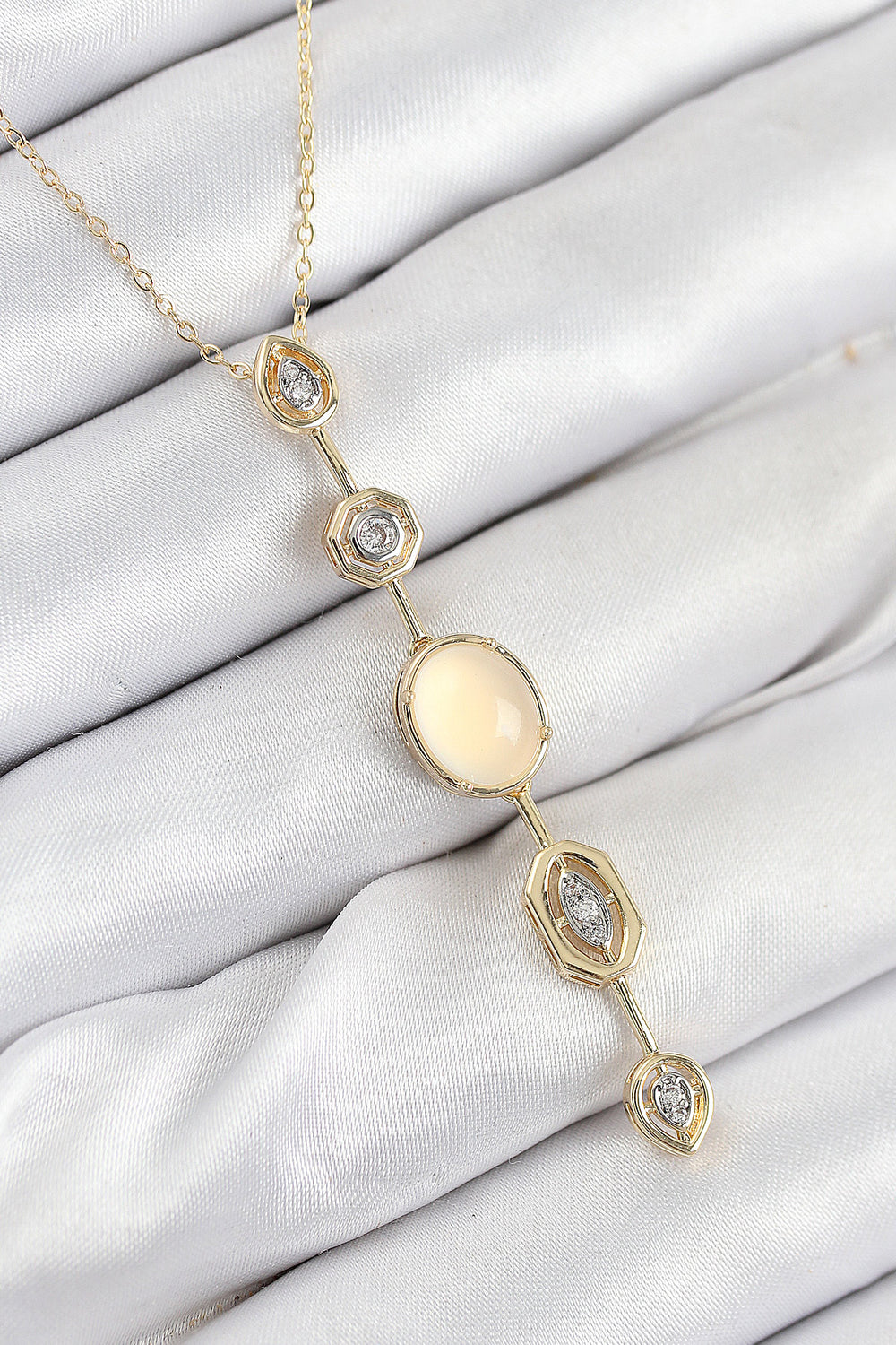 Pirinç Zincir Sarı Gold Renk Zirkon Taşlı Y Kolye TG27BKO10555