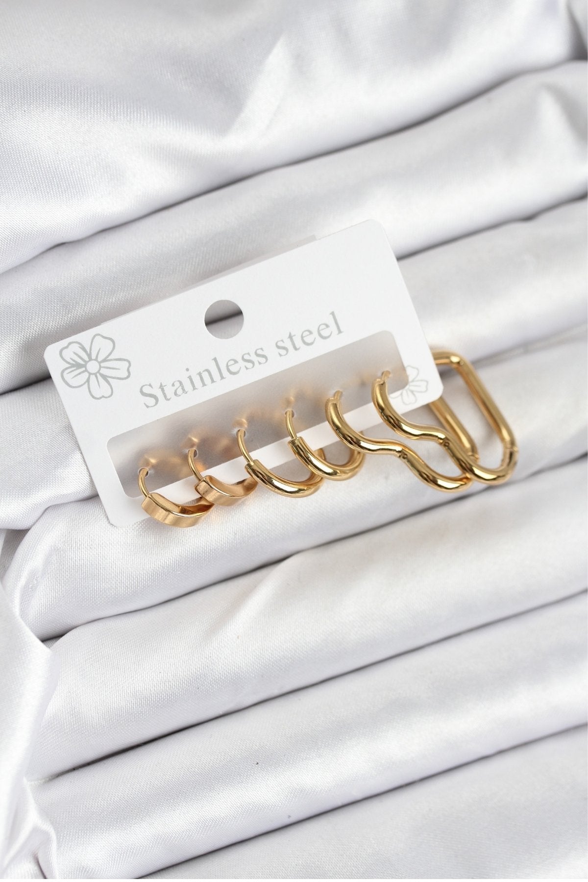 316L Çelik Gold Renk Kadın Küpe Seti TG27BKP11691 - Standart / Standart