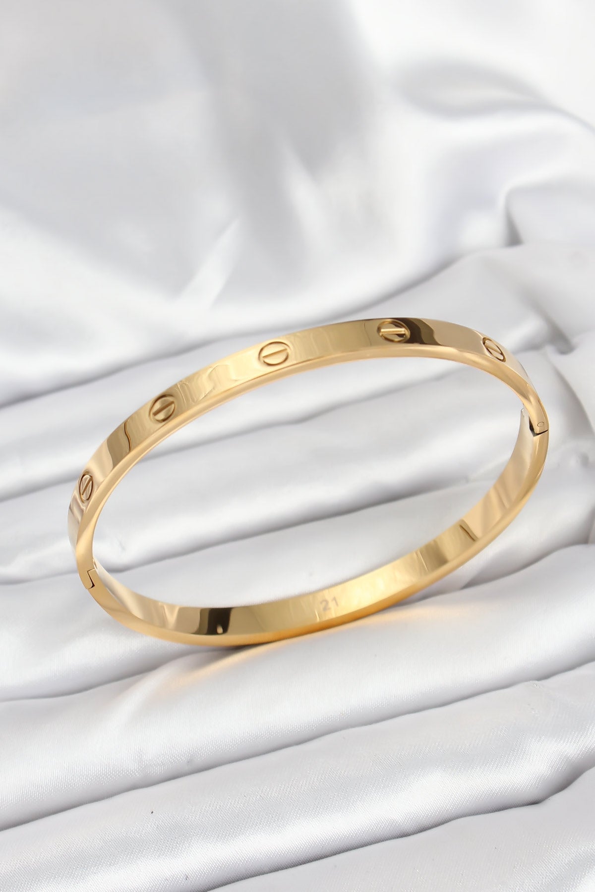 316L Çelik Gold Renk 65 mm Kadın Kelepçe Bileklik TG27BB7912 - Çok Renkli / Standart