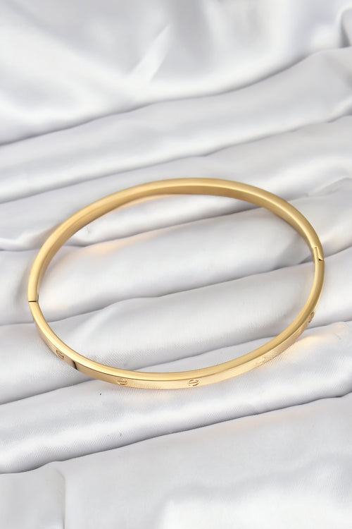 316L Çelik Gold Renk 65 mm İnce Kadın Kelepçe Bileklik TG27BB7915 - görsel 2