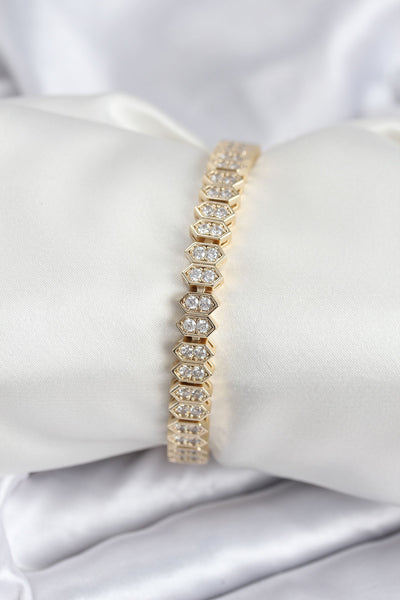 Pirinç VIP Seri Gold Renk Zirkon Taşlı Kadın Bileklik TG27BB7920