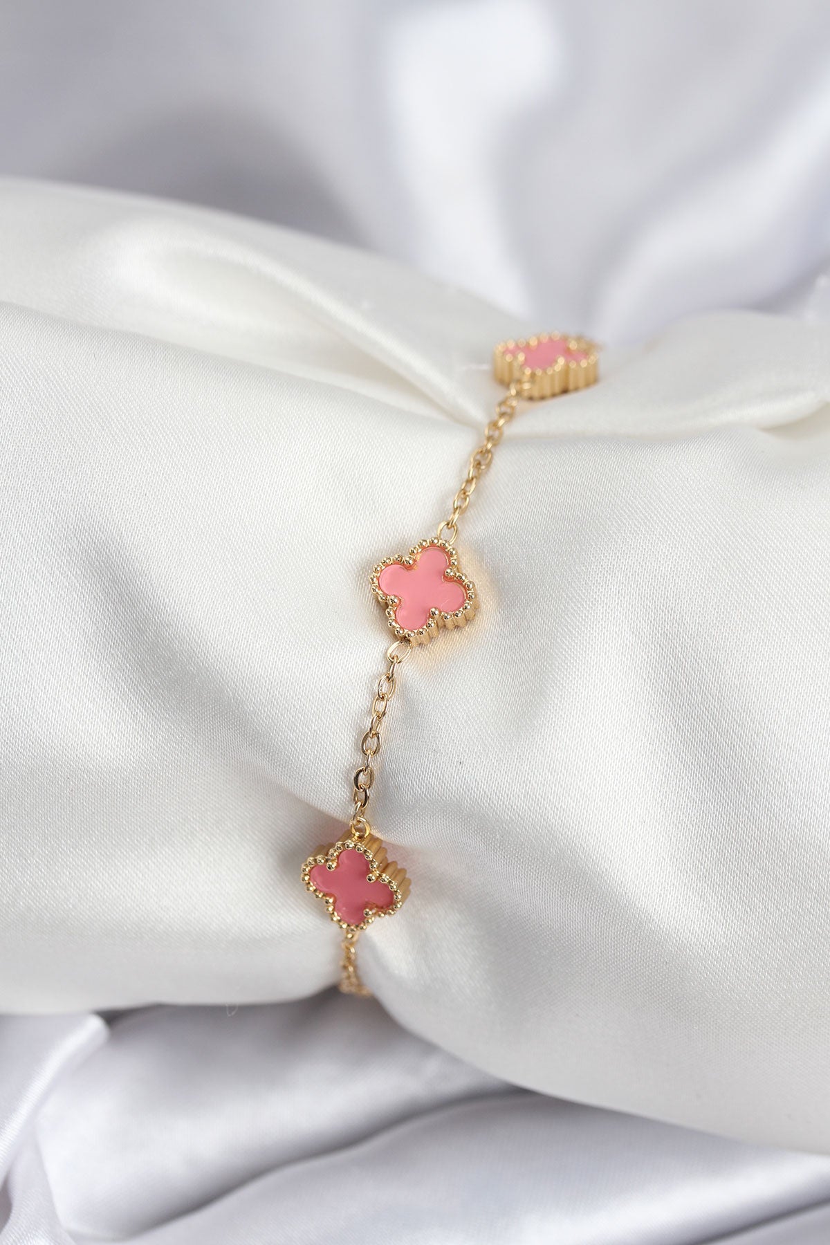 316L Çelik Gold Renk Pembe Baby Boy Yonca Kadın Bileklik TG27BB7946 - Çok Renkli / Standart