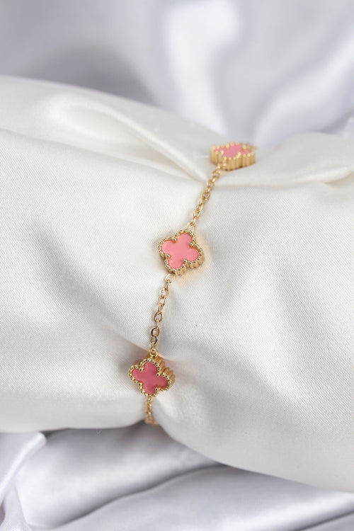 316L Çelik Gold Renk Pembe Baby Boy Yonca Kadın Bileklik TG27BB7946