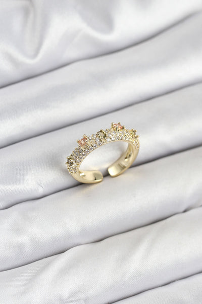 Pirinç Gold Renk Zirkon Taşlı Vintage Kadın Yüzük TG27BYK3862
