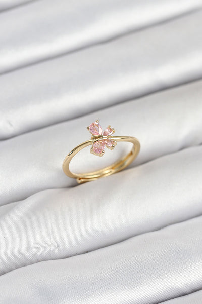 Pirinç Gold Renk Pembe Kelebek Kadın Yüzük TG27BYK3870