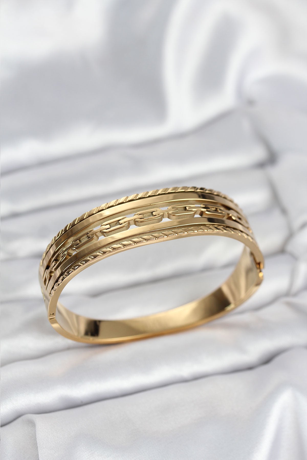 316L Çelik Gold Renk Vintage Model Kadın Kelepçe Bileklik TG27BB8071 - Çok Renkli / Standart