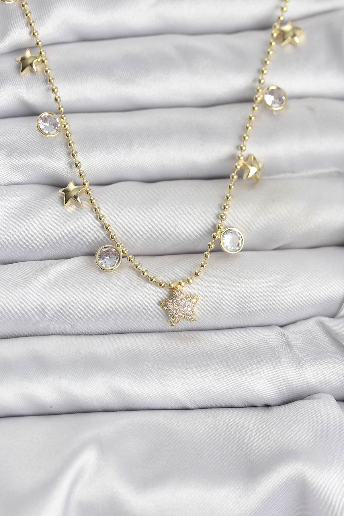 Pirinç Gold Renk Yıldız Model Kadın Kolye TG27BKO10640 - Çok Renkli / Standart