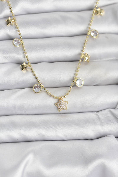 Pirinç Gold Renk Yıldız Model Kadın Kolye TG27BKO10640