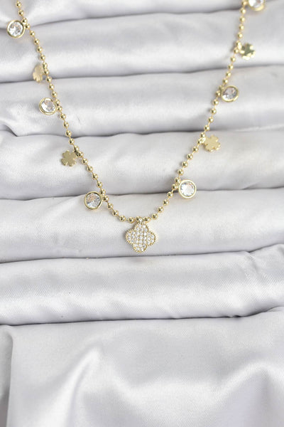 Pirinç Gold Renk Yonca Model Kadın Kolye TG27BKO10641